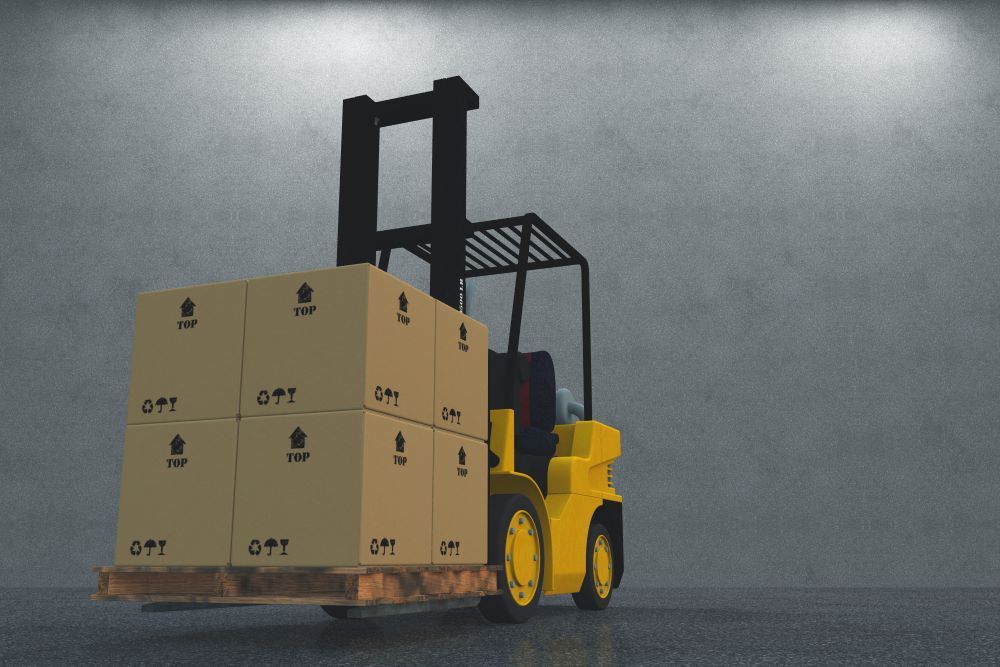 yellow counterbalance forklifts - forks