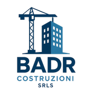 Logo: Blue crane over a building. 