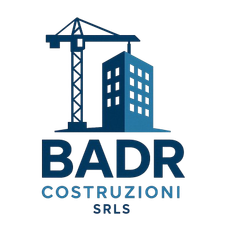 Logo: Blue crane over a building. 