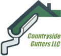 Logo: Green roof with gutter and downspout, white and green. Text: "Countryside Gutters LLC"