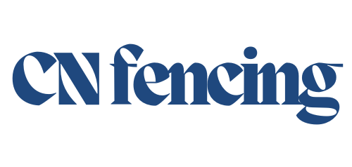 A blue logo for cn fencing on a white background.