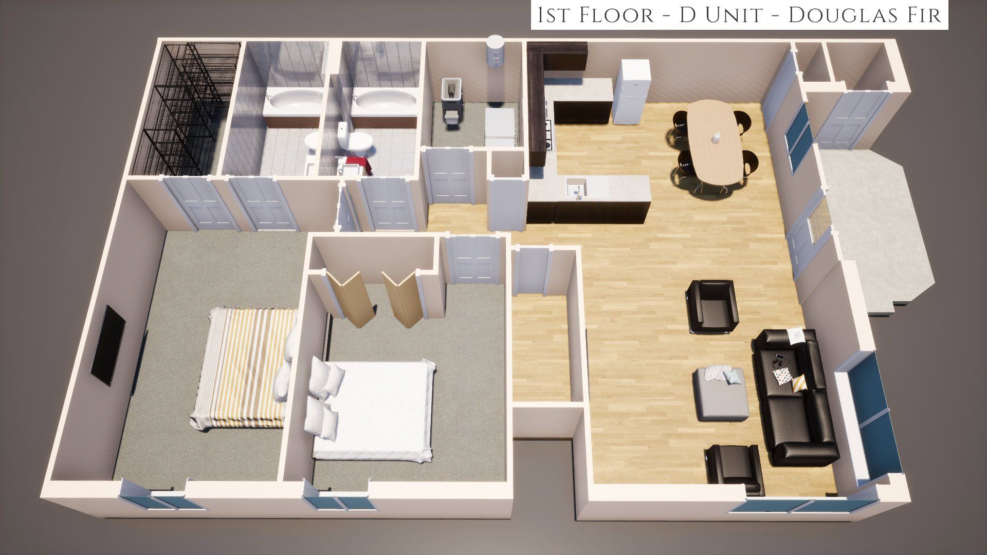 1st Floor D Unit Floor plan, Douglas Fir