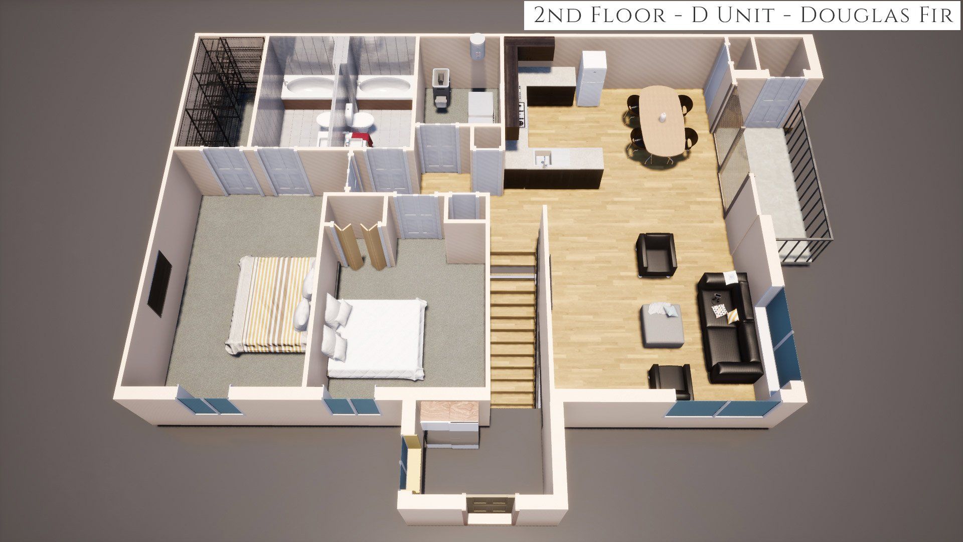 2nd Floor D Unit Floor plan,  Douglas Fir