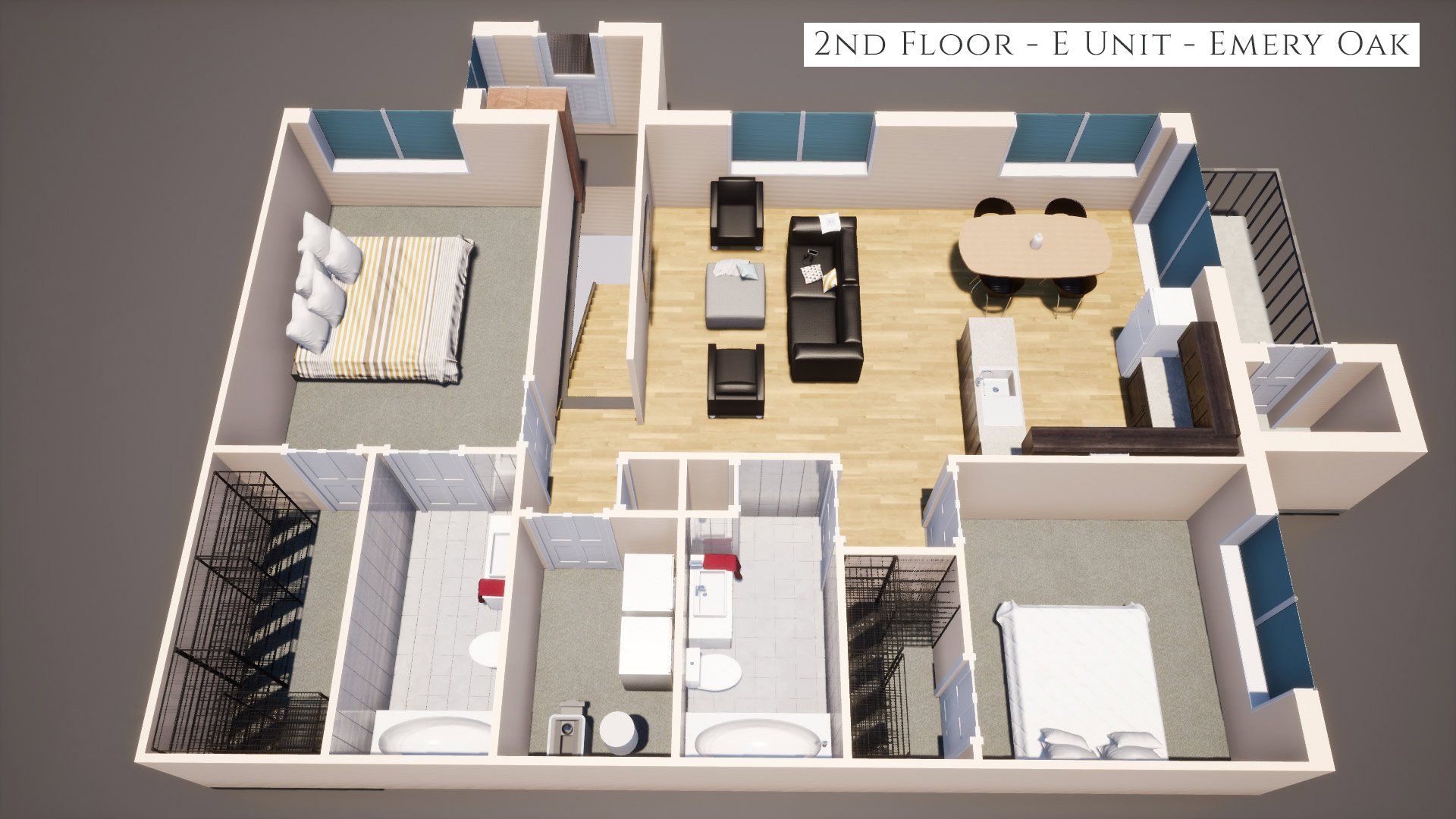 2nd Floor E Unit Floor plan,  Emery Oak