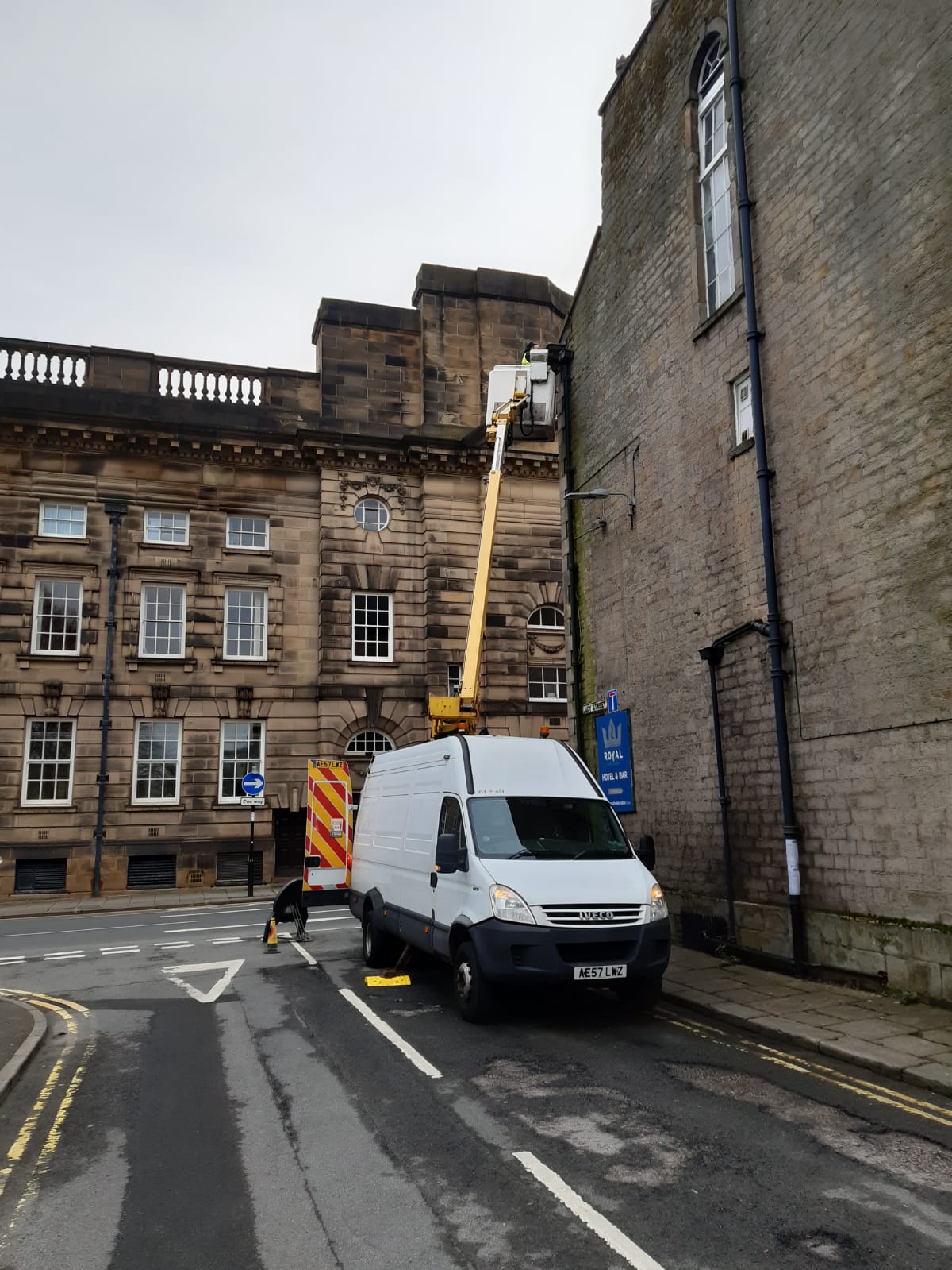 Crane used to access roof in Lancaster