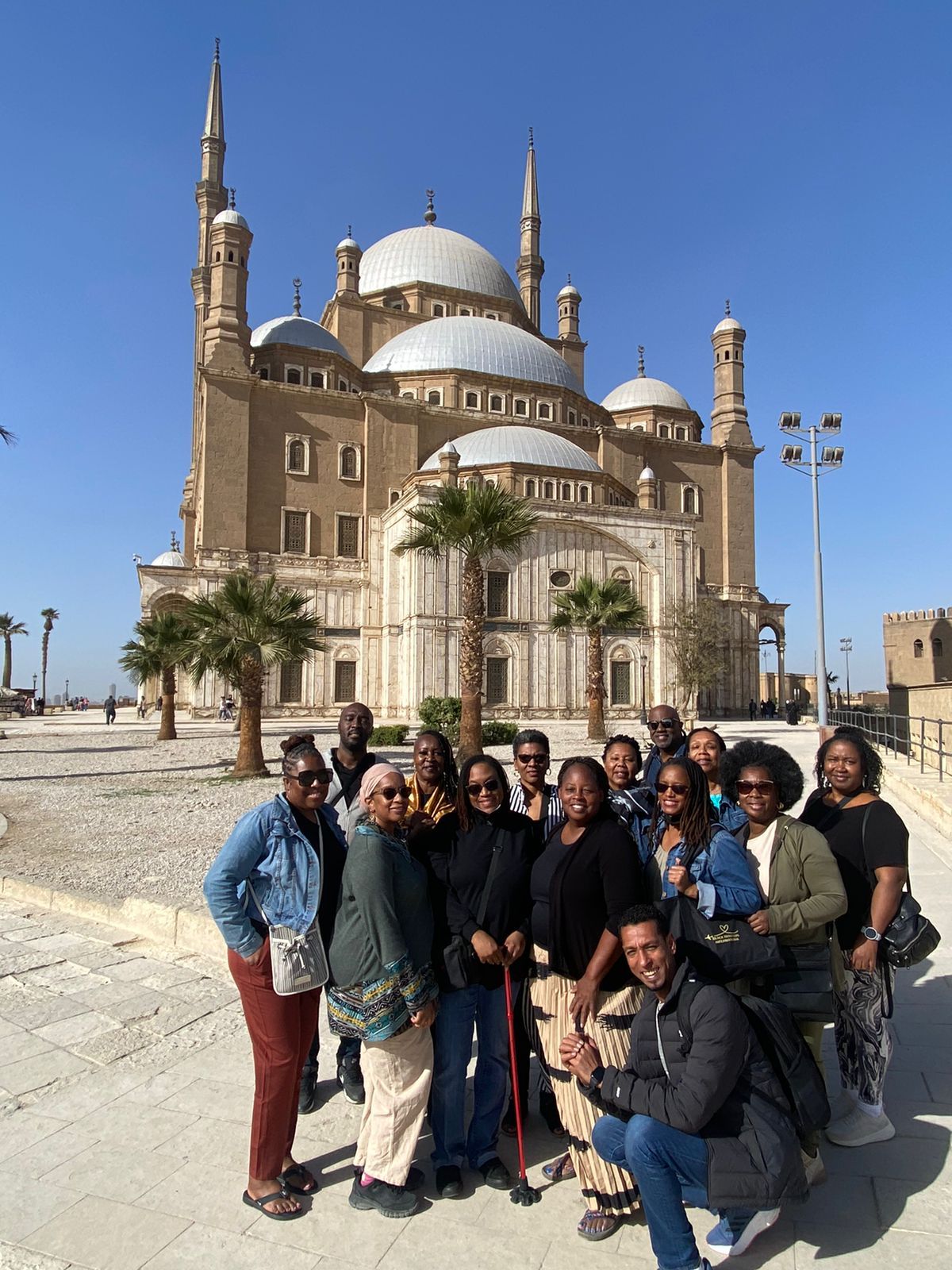 Black Travelers International at a mosque in Egypt