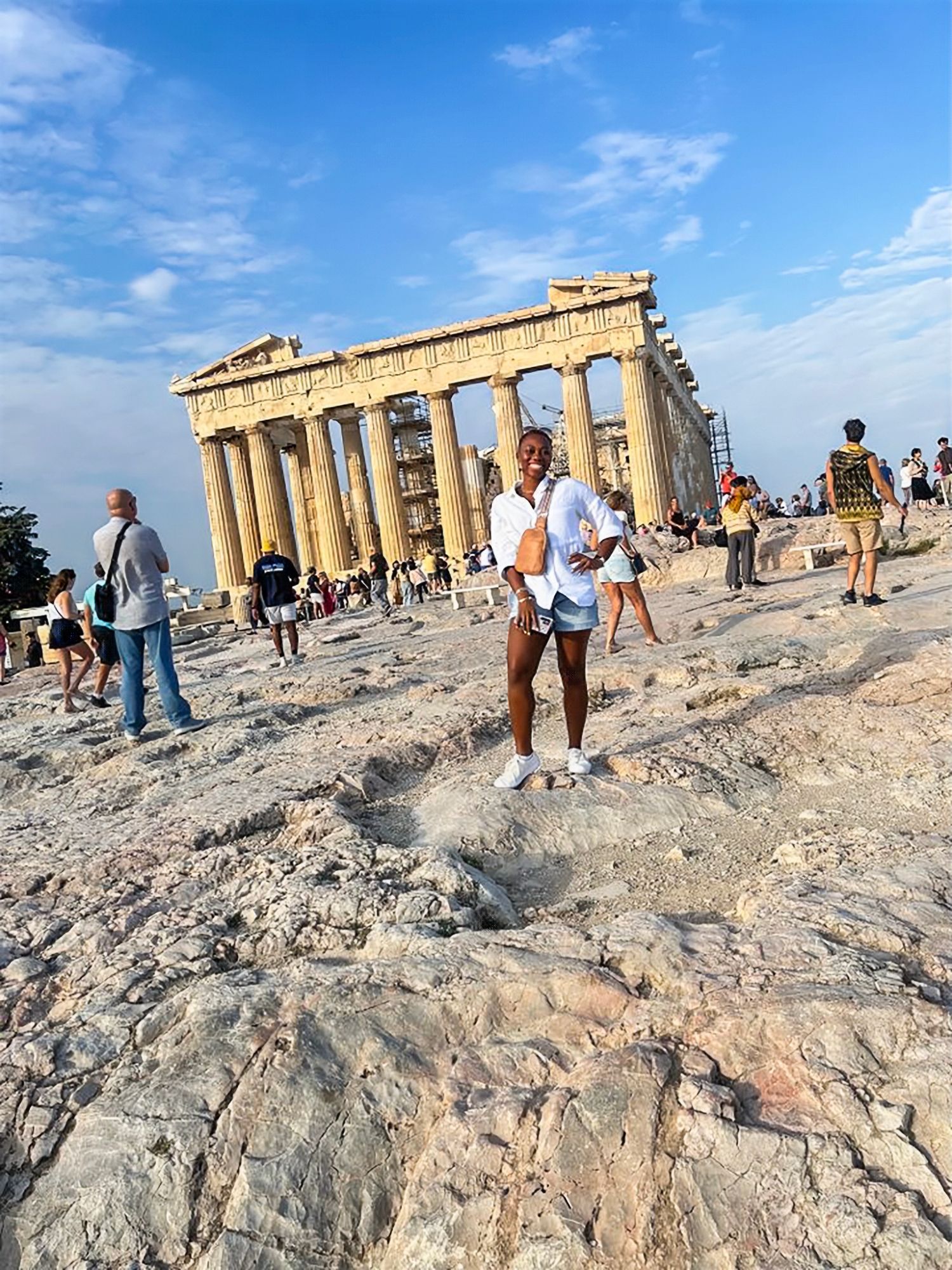 black woman in Greece siteseeing