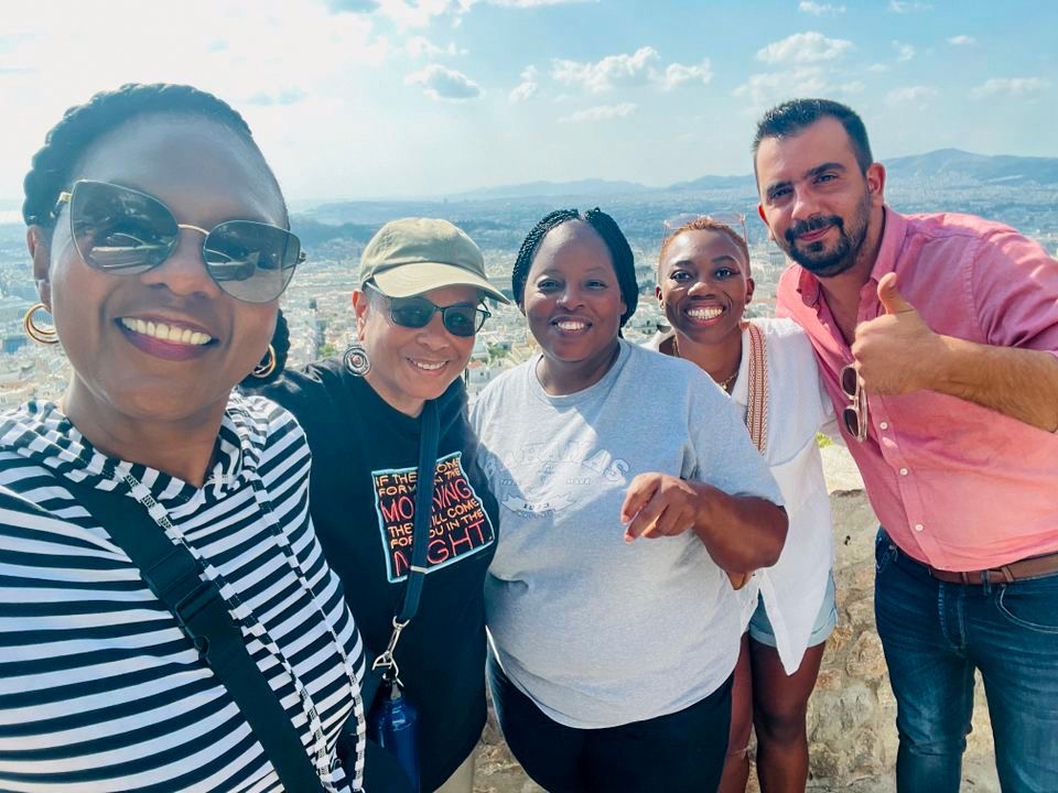 black women on the island of Mykonos, Greece
