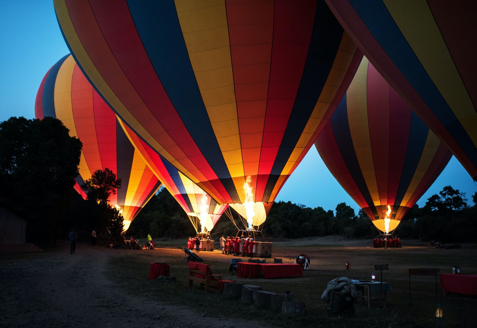 Hot Air balloon take-off in Kenya
