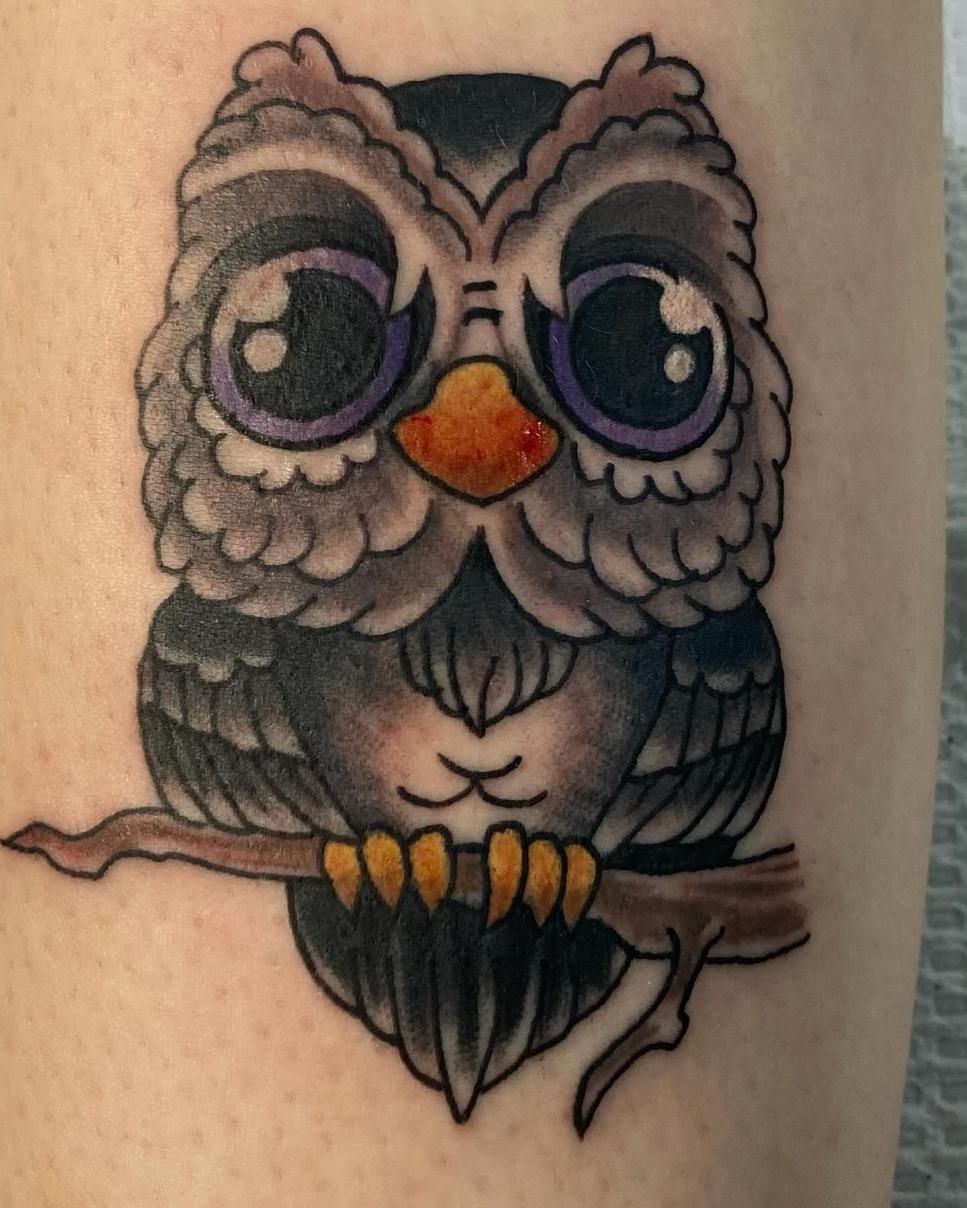 A Tattoo of an Owl Sitting on a Branch — La Bomba Loca Tattoo in Smithfield, QLD