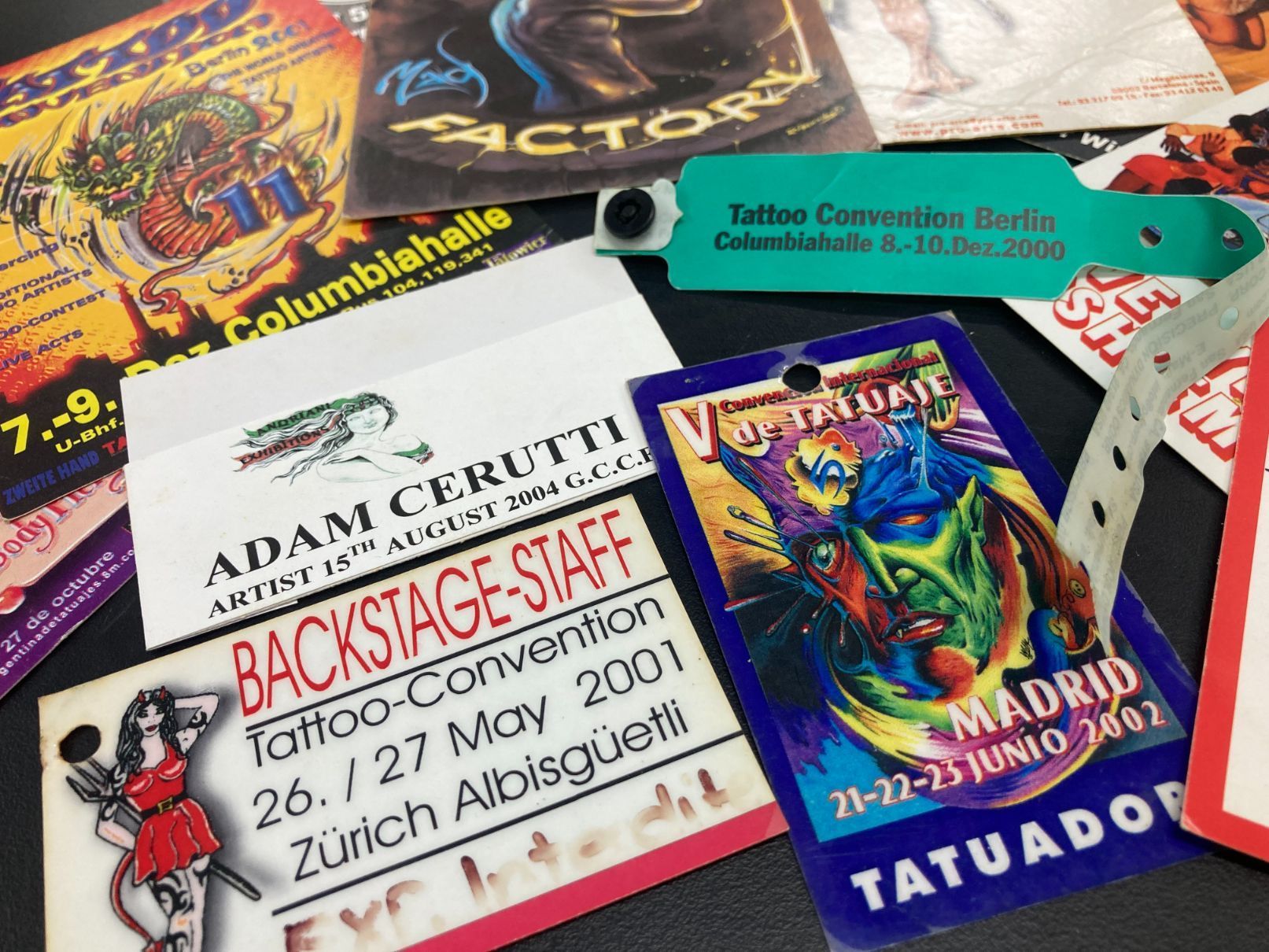 A Lots of Cards Including One That Says Backstage Staff — La Bomba Loca Tattoo in Cairns City, QLD