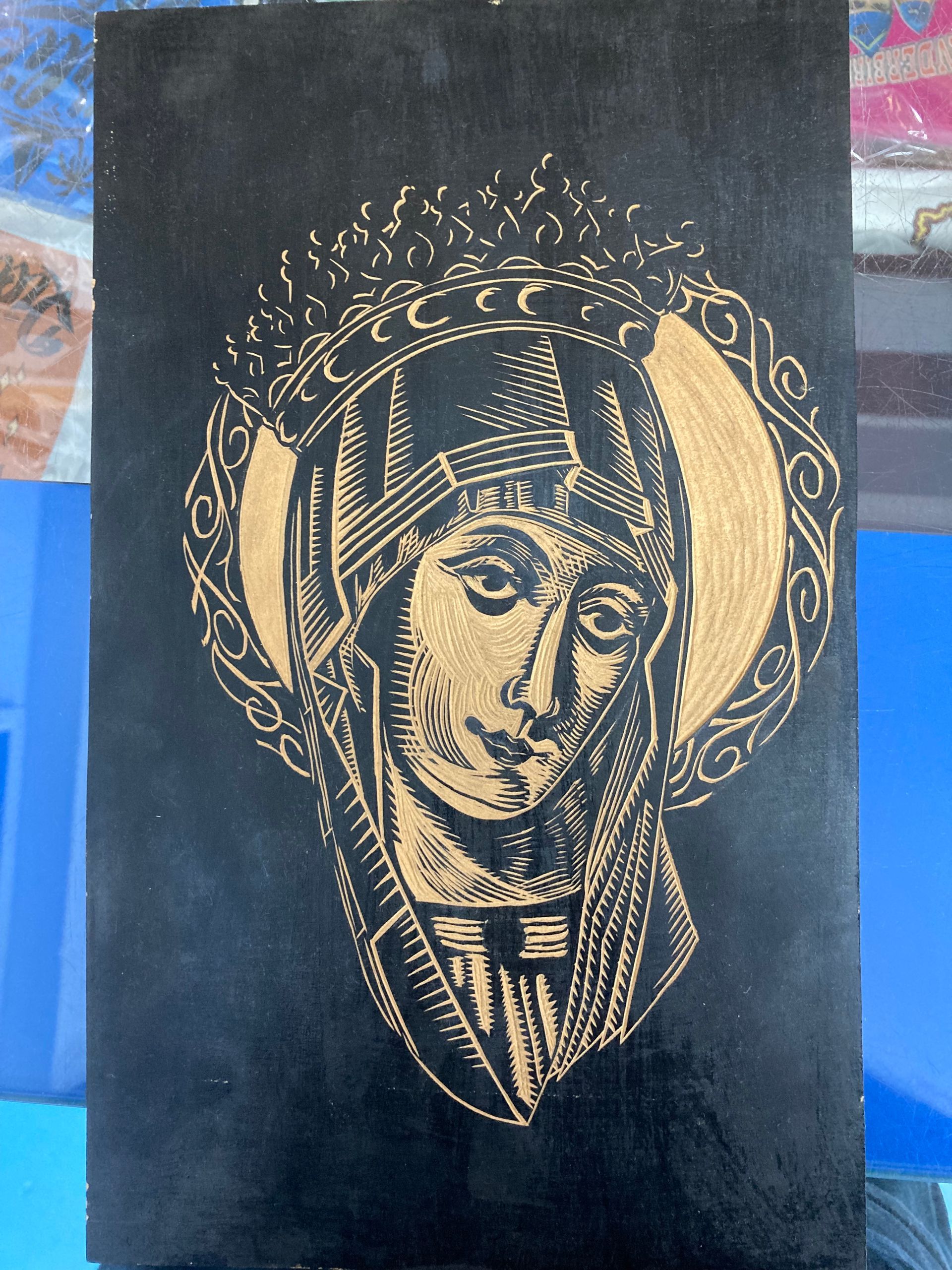 A Black and Gold Painting of a Woman — La Bomba Loca Tattoo in Cairns City, QLD