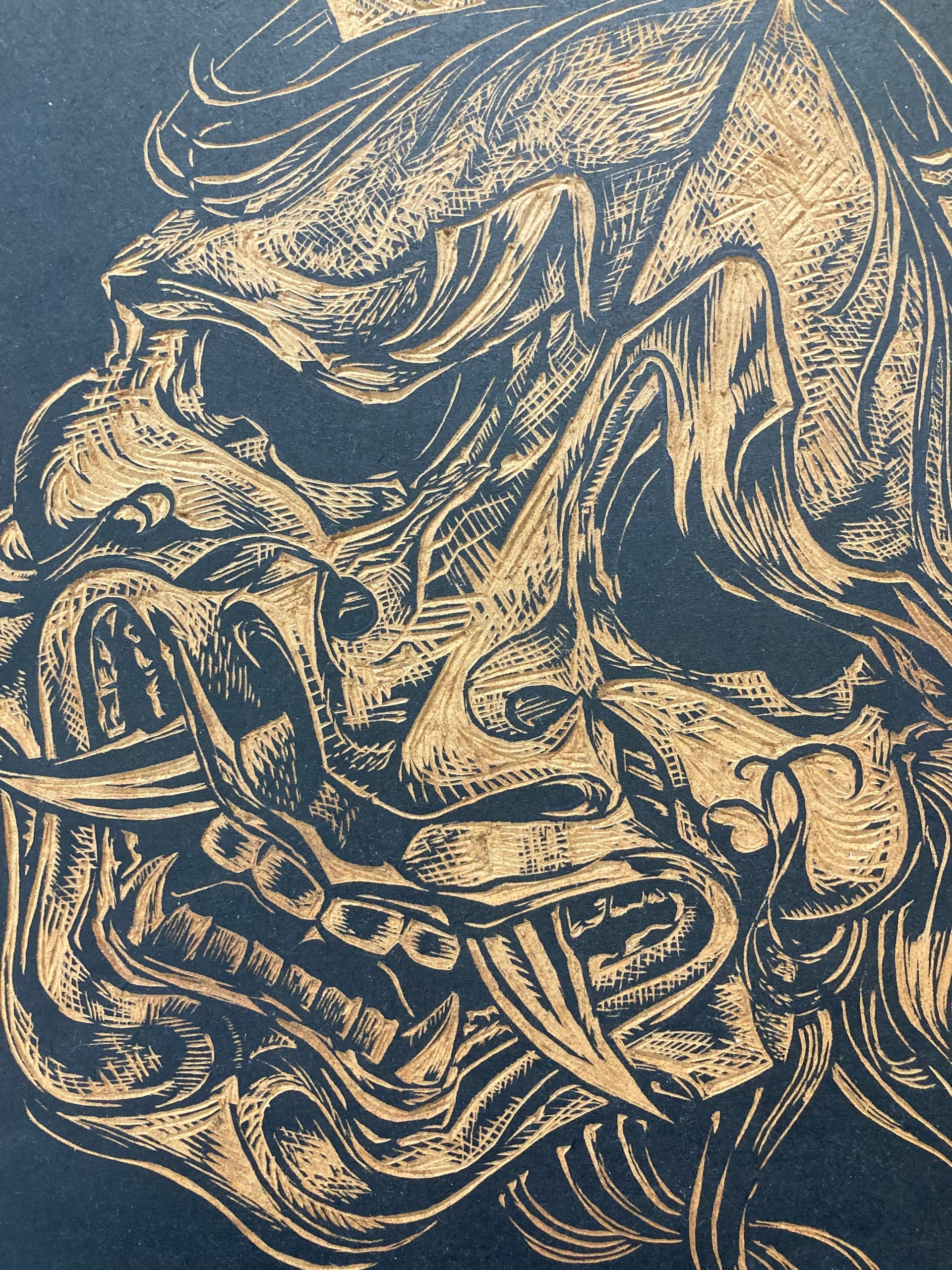 A Close Up of a Drawing of a Skull on a Black Background — La Bomba Loca Tattoo in Cairns City, QLD