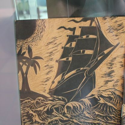 A Black and White Drawing of a Ship in the Ocean — La Bomba Loca Tattoo in Cairns City, QLD