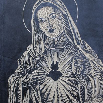 A Black and White Drawing of a Woman Holding a Heart — La Bomba Loca Tattoo in Cairns City, QLD