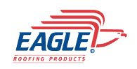 Eagle Roofing Products logo: Red and blue eagle with text