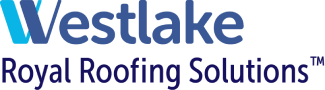Westlake Royal Roofing Solutions logo with blue and dark blue text.