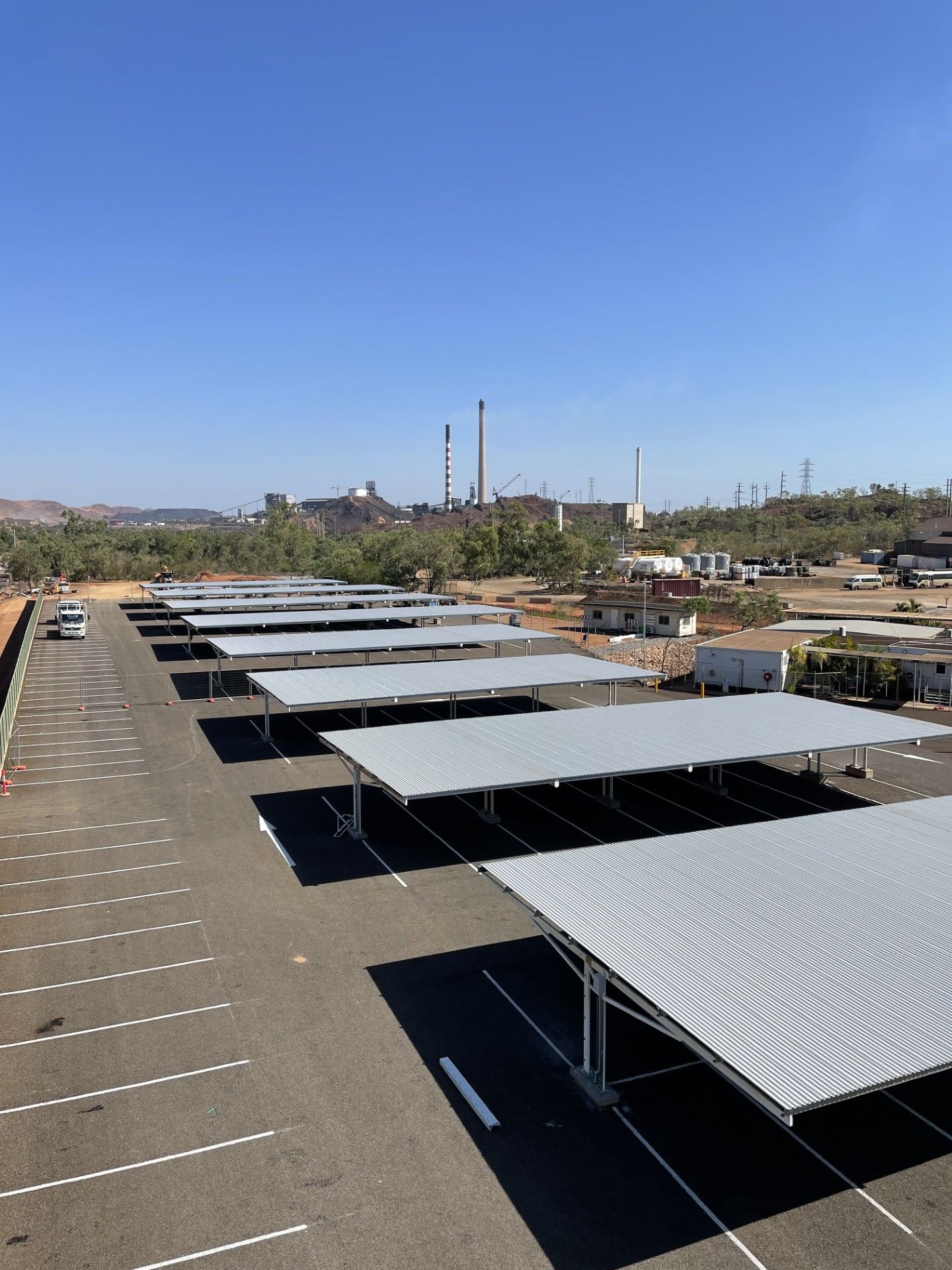 Parking Lot With Solar Panel Canopies — Custom Steel Fab in Garbutt, QLD