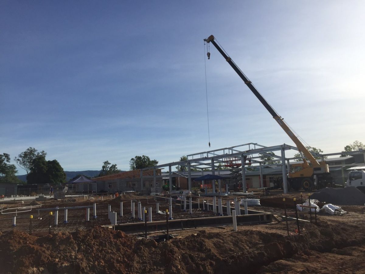 Crane Used to Erect Steel Building Frame — Our Completed Projects in Townsville, QLD