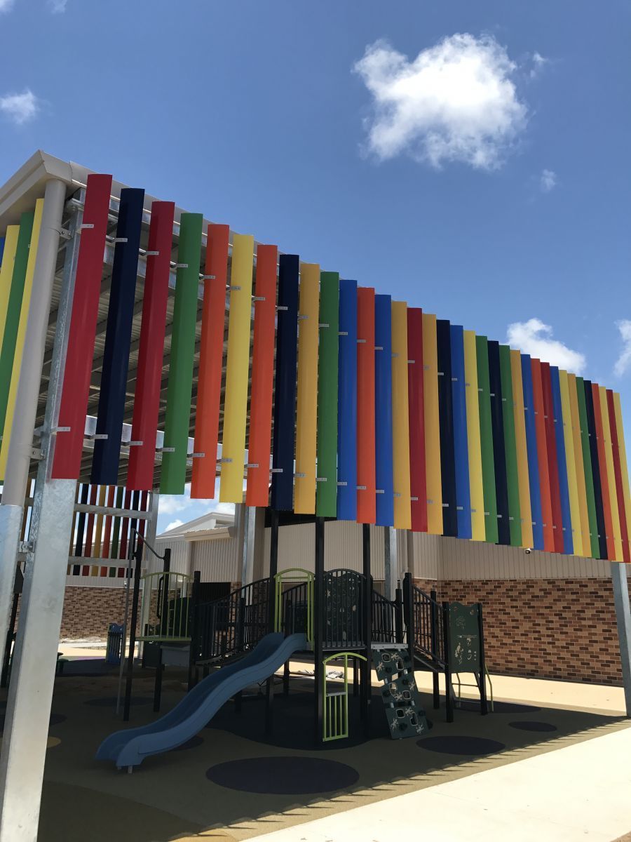 Colourful Louvre Blade Screens — Our Completed Projects in Townsville, QLD