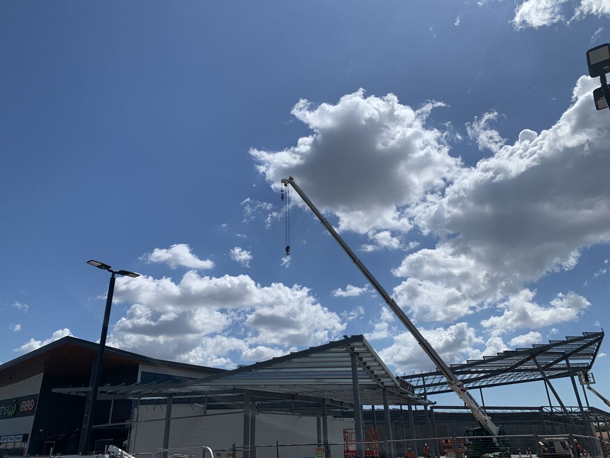 Crane Extending Over Construction Site — Norfab In Bohle, QLD