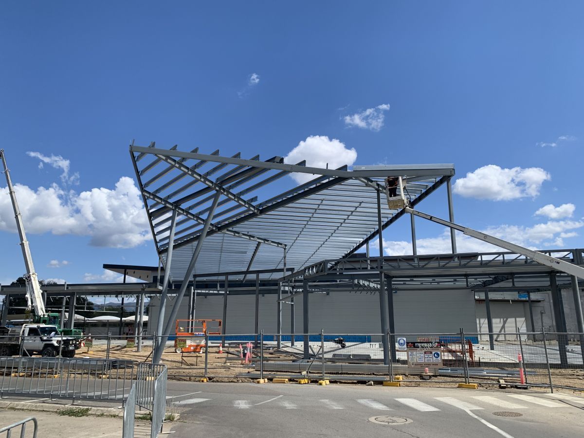  Structural Steel Canopy Being Erected — Our Completed Projects in Townsville, QLD