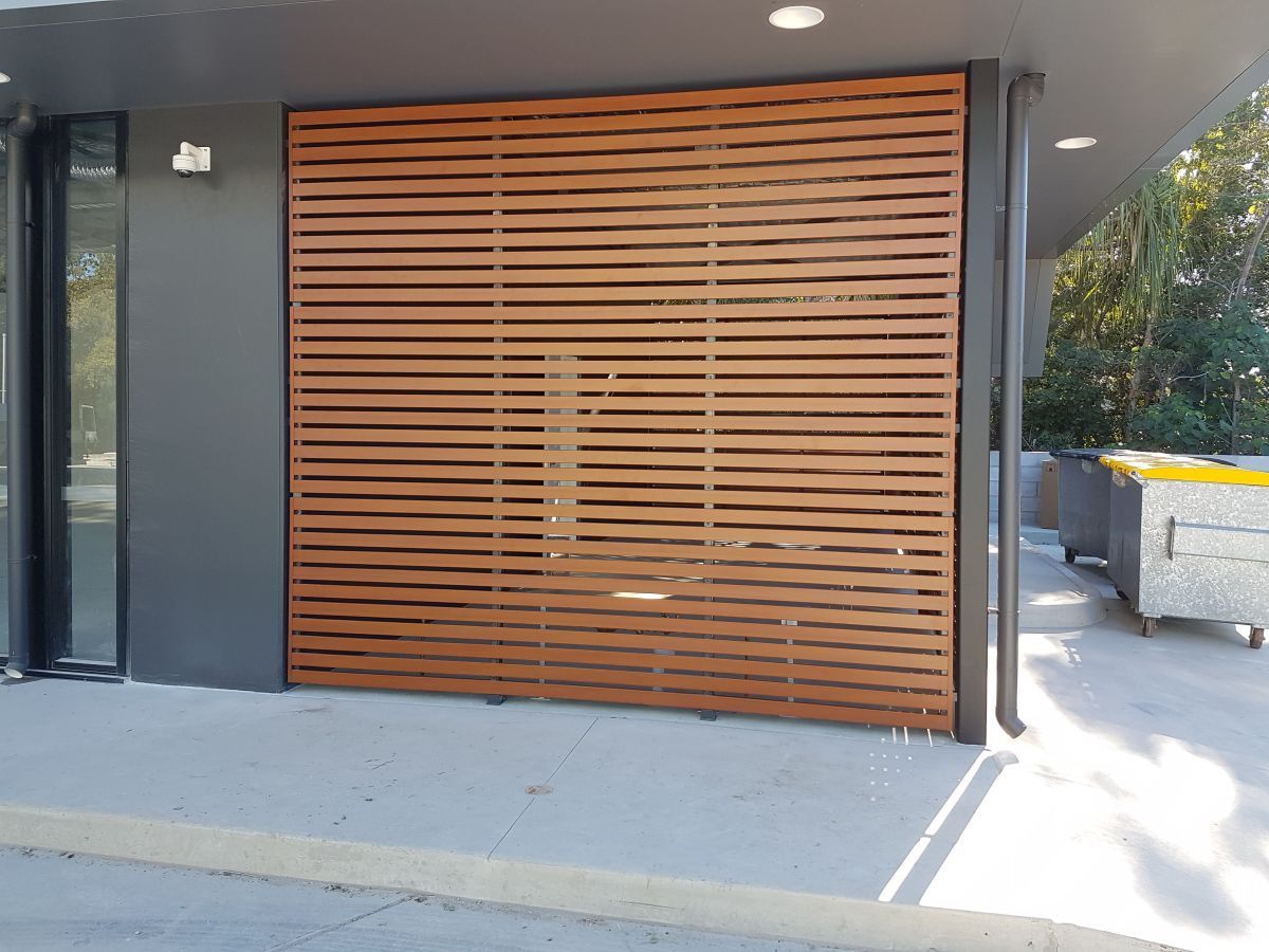 Brown Aluminium Screen For Shade — Our Completed Projects in Townsville, QLD