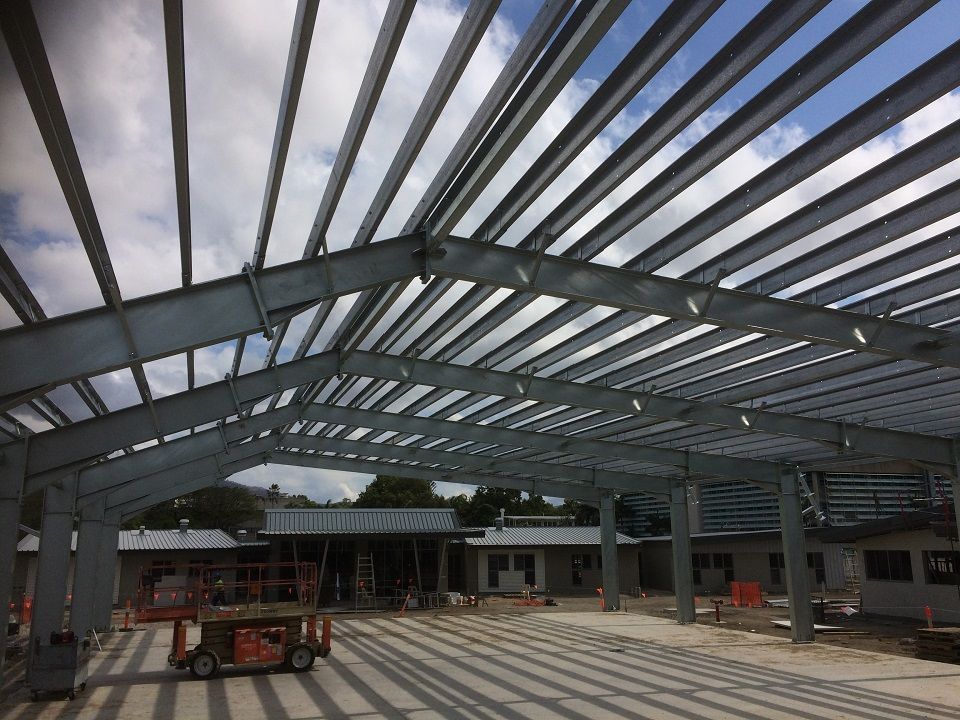 Sky Seen Through Steel Frame of Building Under Construction — Our Completed Projects in Townsville, QLD