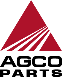 Un logo per agco parts con un triangolo rosso su sfondo bianco
