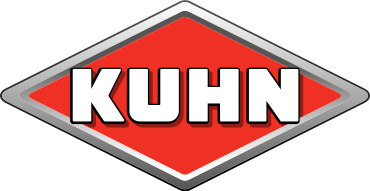 Un logo kuhn è mostrato su uno sfondo bianco