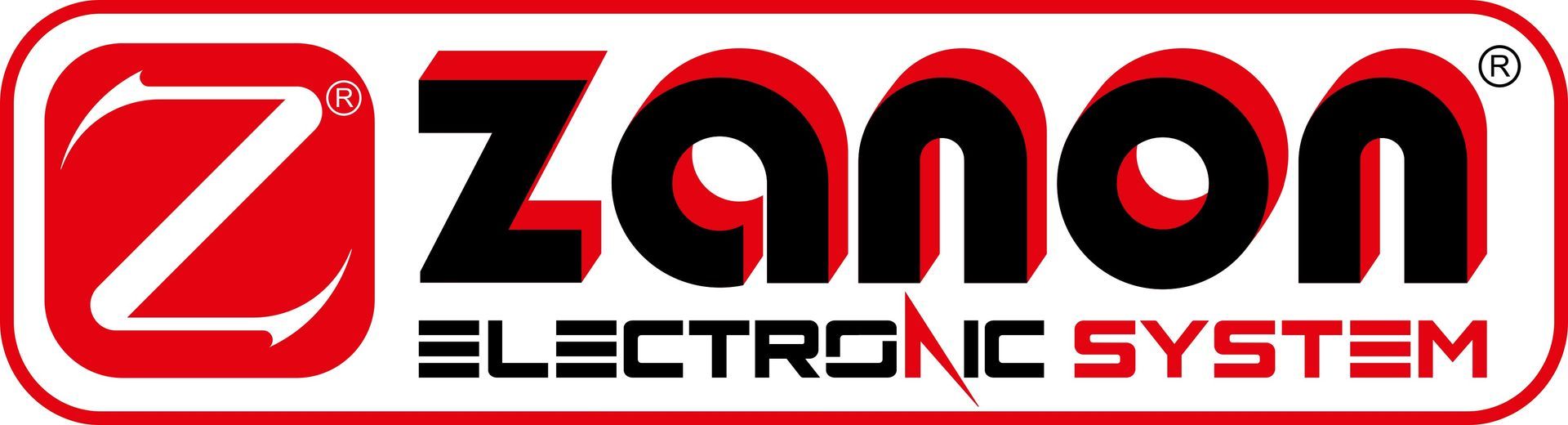 Un logo rosso e nero per il sistema elettronico zanon