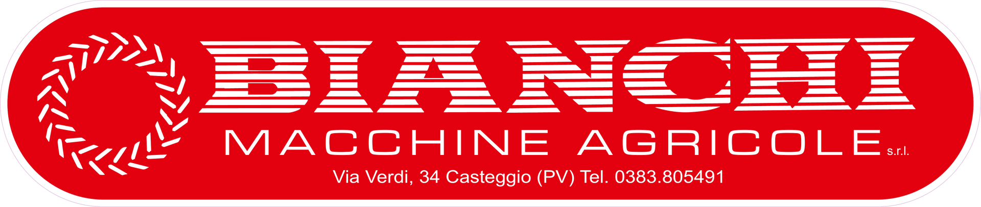 A red and white bianchi macchine agricole logo