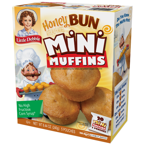 A box of honey bun mini muffins by little debbie