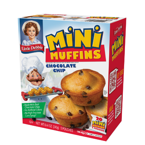 A box of little debbie chocolate chip mini muffins