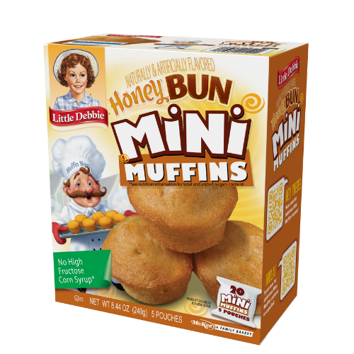A box of little debbie honey bun mini muffins