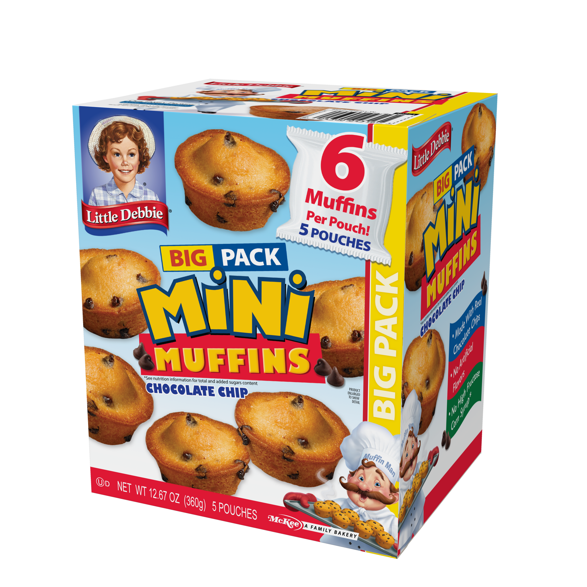 A box of big pack mini muffins with chocolate chips