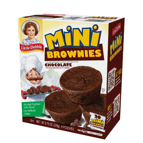 A box of little debbie mini brownies chocolate