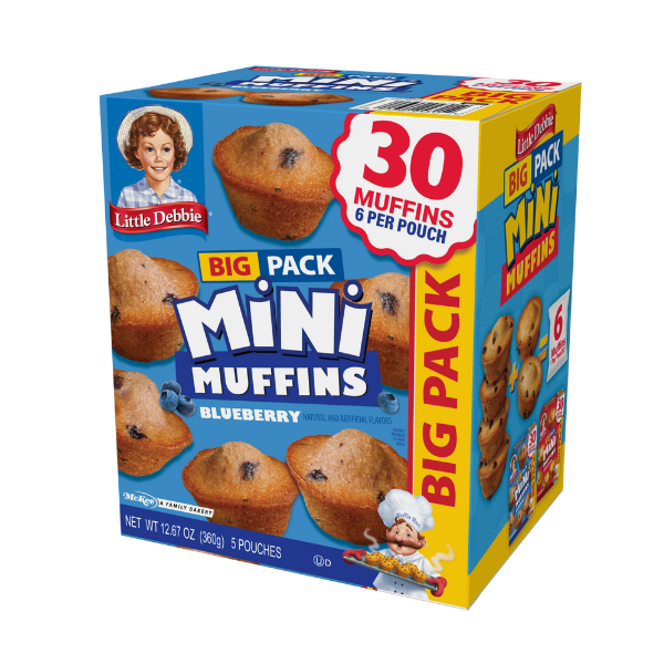 A box of little debbie blueberry mini muffins