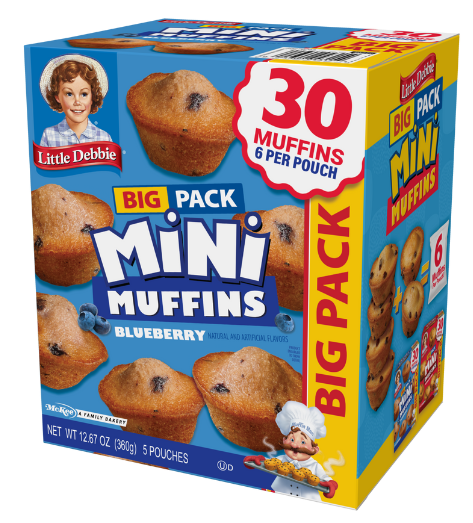 A box of little debbie big pack mini muffins