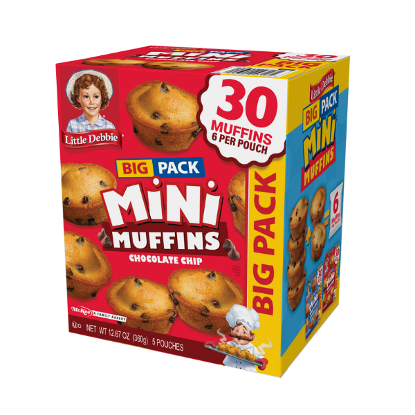 A box of little debbie big pack mini muffins