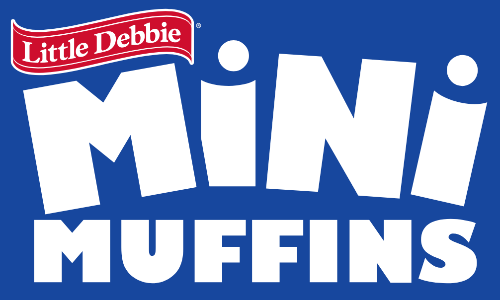 The logo for little debbie mini muffins on a blue background