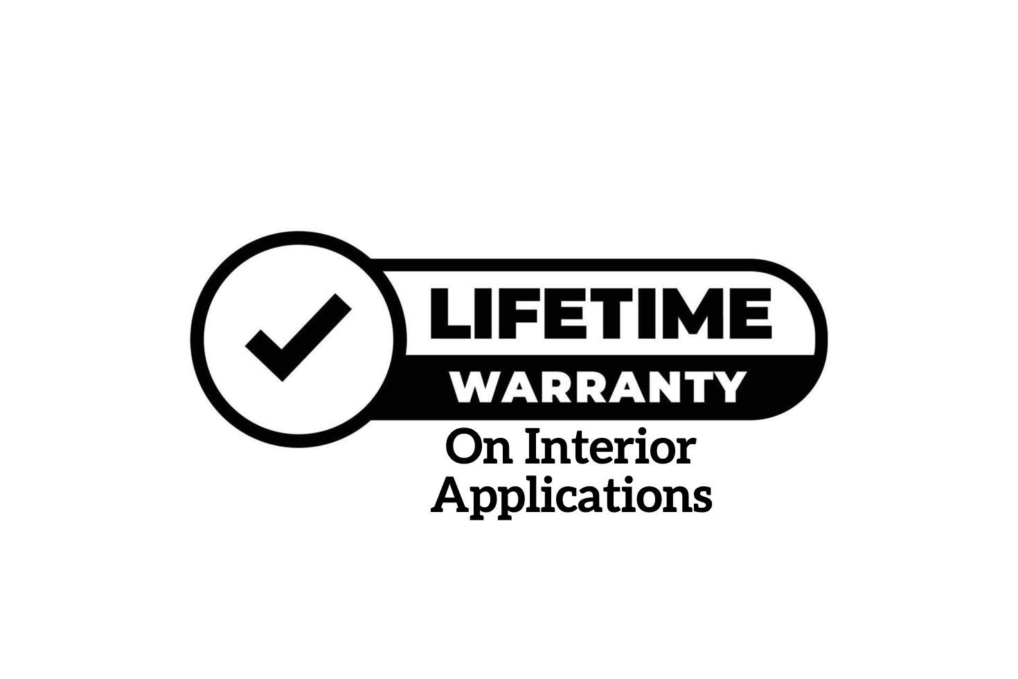 A lifetime warranty logo with a check mark in a circle.