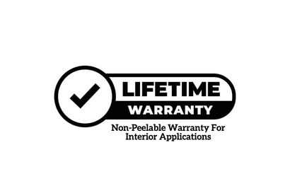 A lifetime warranty logo with a check mark in a circle.