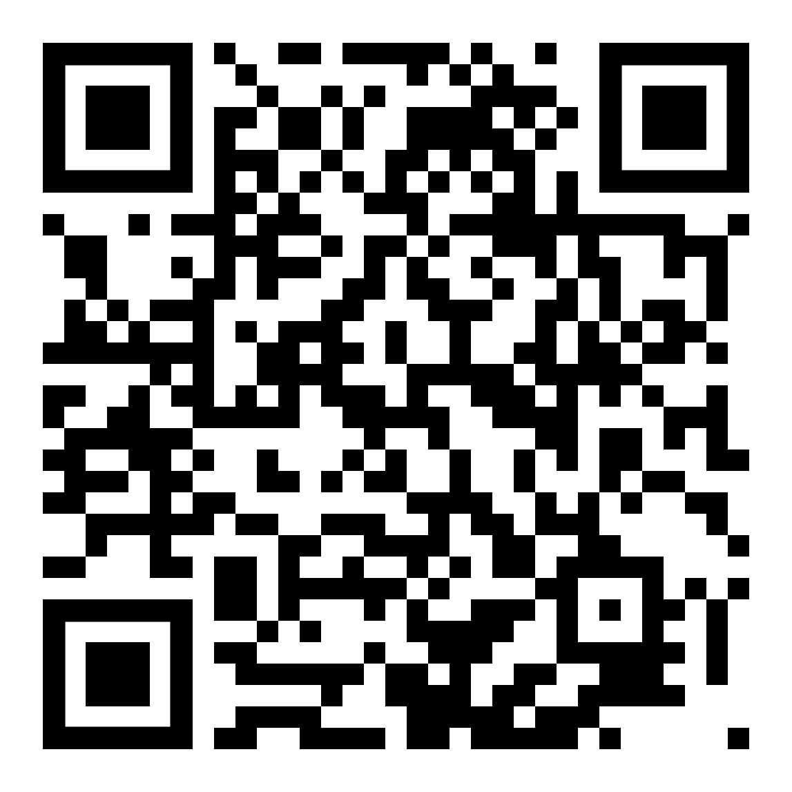 QR code with black and white squares.
