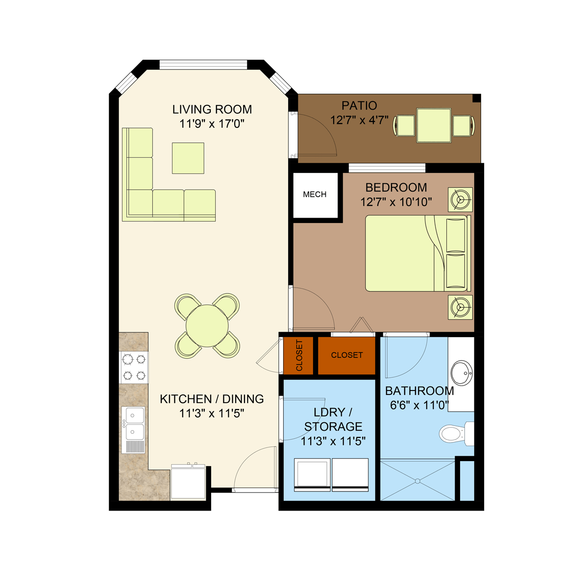 One  Bedroom Catered Living Apartment