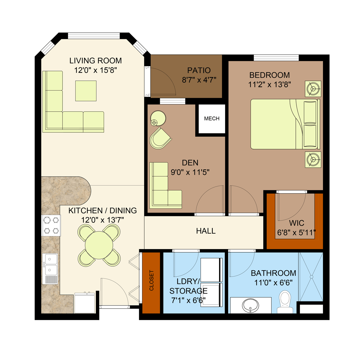 One  Bedroom with Den Catered Living Apartment