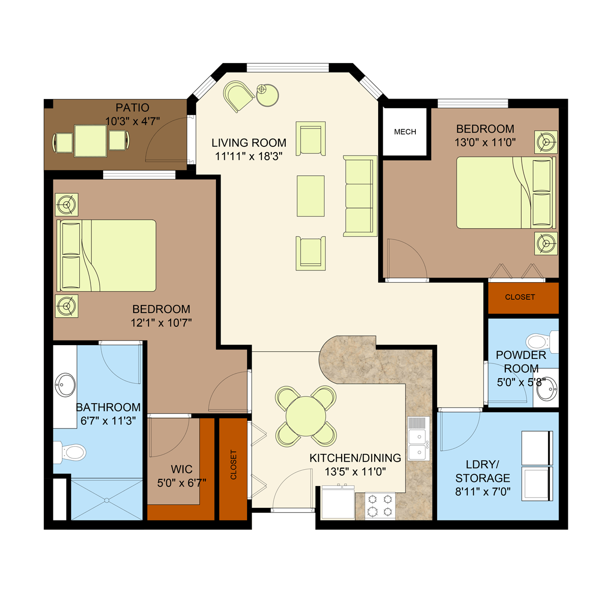 Two -Bedroom Catered Living Apartment