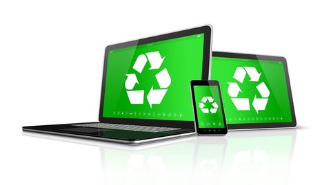 Recycle Icon On Electronic Gadget — Aurora, IL — S&S Metal Recyclers II