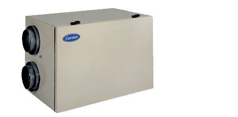 A picture of a carrier air conditioner on a white background.