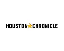 The logo for the houston chronicle with a star in the middle.